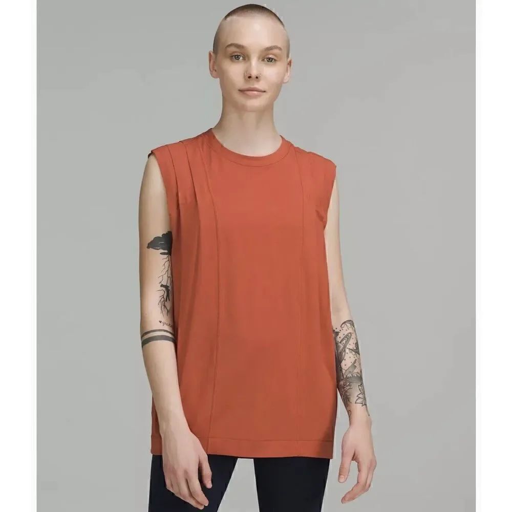 Lululemon Modal Pleated Shoulder Tank Top, Size 6, Color: Red Rock,NWT